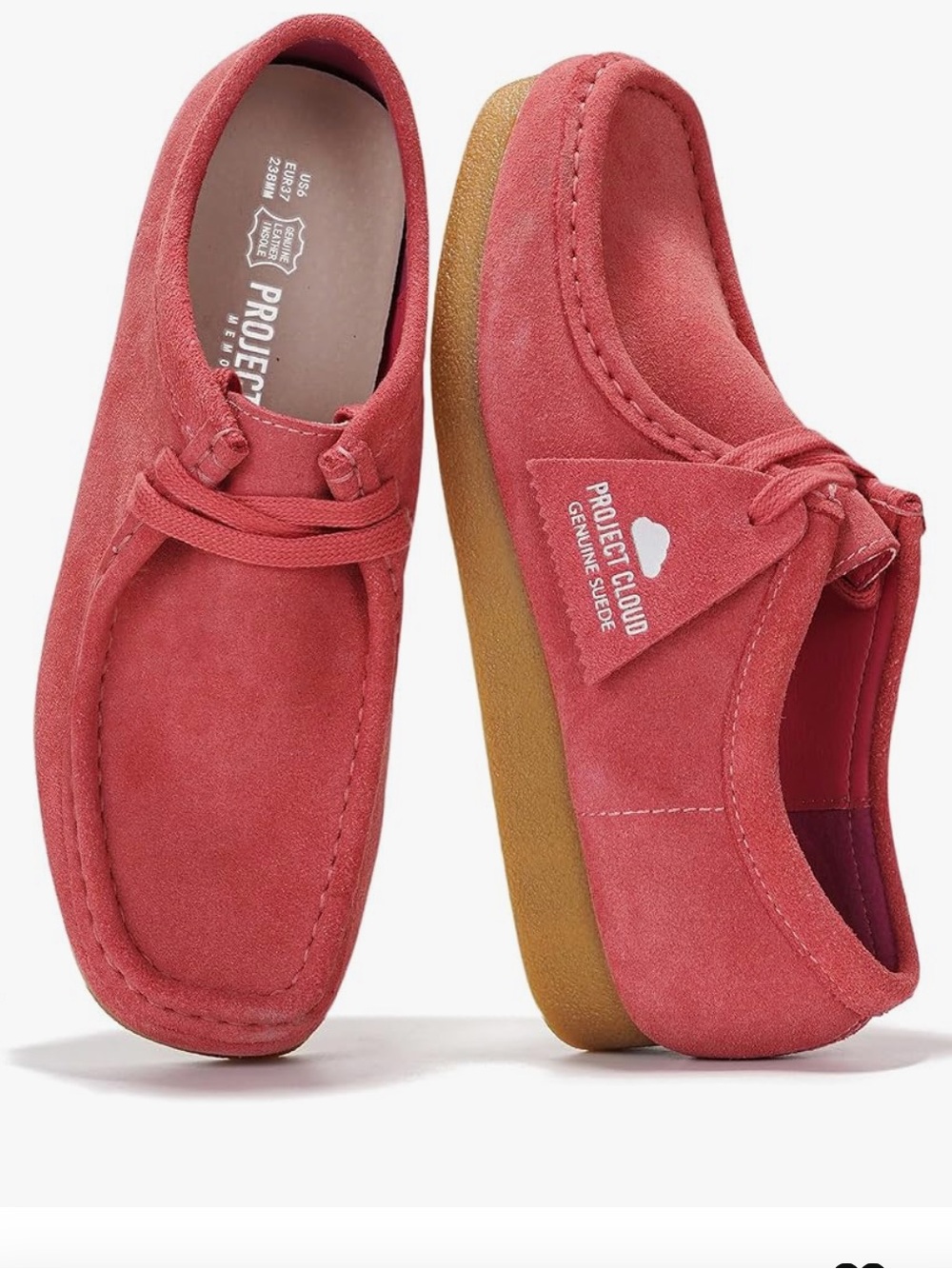 Project Cloud Women’s Suede Moccasins in Coral Pink